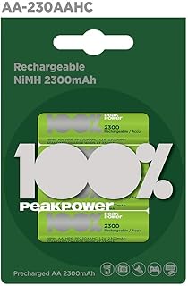 ويل ACCU-R6H/230-BL4-PP بطارية NiMh AA قابلة لإعادة الشحن 2300mAh R6، ذروة الطاقة شفافة، من جي بي، 1.2 فولت