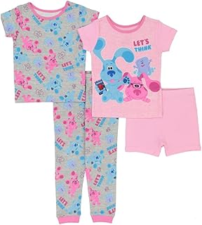 Nickelodeon Paw Patrol | Baby Shark | Blue's Clues & You 4-piece Snug-fit Cotton Pajama Set, Soft & Cute for Kids