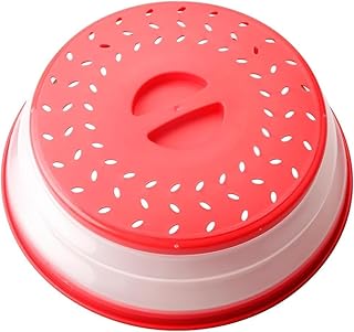 YLmeet Microwave Lid - Foldable Multi-Purpose Spill Resistant Lid for Food, Fruit and More - BPA-Free, Dishwasher Safe, 10.5 Inch (Red)