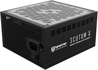 Nfortec Scutum X Semi Modular 750 W PC Netzteil with 80+ Zertifizierung Bronze and Verkabelung, halbmodular, أسود