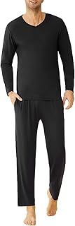 Men's Viscose Long Sleeves Shirt Pajamas Pants Lounge Set