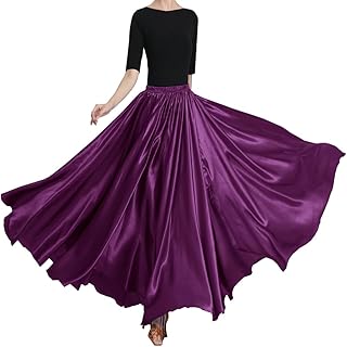 Ladies 20 Yard Elegant Satin Long Full Skirt for Ballroom Belly Dance Performance Costume Dress