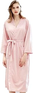 MDINC Women Bathrobe Waffle Weave Lightweight Kimono Spa Bathrobe for Lady, Pink, 60-80kg