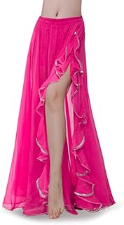 ROYAL SMEELA Women's Chiffon Skirt Belly Dance Costume for Women Dancing Dress High Split Beach Ruffle Bellydance Skirts