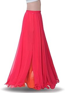 Chiffon Fairy Belly Dance Skirt Women Belly Dancing Costume Tribal Belly Dance Dress High Split, 10 Colors