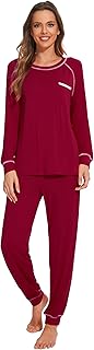 WiWi Viscose from Bamboo Pajamas Set for Women Long Sleeve Sleepwear Soft Loungewear Pjs Jogger Pants Lounge Sets S-XXL