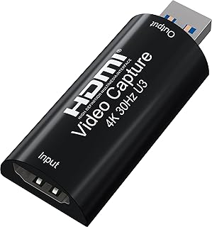 PremiumCord HDMI Capture Grabber Video Audio to Computer with USB Resolution UHD 4K 2160p 30Hz Full HD 1080p 60Hz USB 3.0 Type A Plug and Play Black