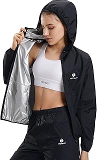 HOTSUIT Sauna Suit for Women Weight Loss Machine Washable Sweat Sauna Jacket Pants Anti Rip Sweat Suit for Gym Workout, Black, Large