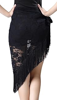 Latin Dance Hip Scarf for Women, Fringe Dance Practice Performance Skirt, Lace-up Tango Dance Skirt Apron for Rave Party Costume Outfits, Tassel Scarf Wrap Skirt for Tango chacha Salsa Samba Rumba