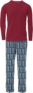 KICKEE Mens Print Pajama Set, Ultra Soft Long Sleeve Pjs for Men, Mens Sleepwear and Loungewear, Family Matching Pajamas