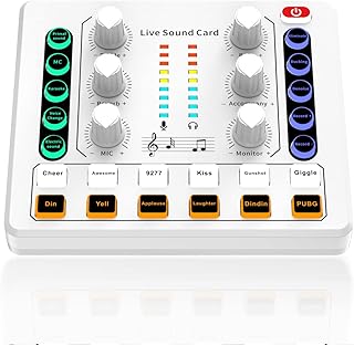 بطاقة صوت حية، لوحة مزج صوت صغيرة للكمبيوتر والجوال، بطاقة صوت مغير الصوت تناسب بلاي ستيشن 4، اكس بوكس، سويتش، ميكسر دي جي، بودكاست لتسجيل الموسيقى والكاريوكي والغناء والبث، بطاقة تسجيل