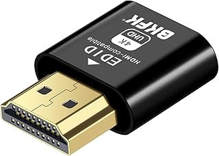 قابس وهمي 4K HDMI من بي كيه اف كيه - محول عرض الى اتش دي ام اي، نافذة افتراضية لعرض لونا لمحاكي المنزل - دمية، منفذ عرض دومي بدون راس 120 هرتز (4K-1-1)