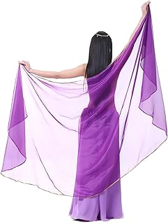 Chiffon Belly Dance Veil, Women's Belly Dance Big Headscarf, Lightweight Indian Tribal Chiffon Veil Gypsy Scarves Dance Shawls, Rectangular Wrap Shawl Head Covering for Rave Party Dance Practice