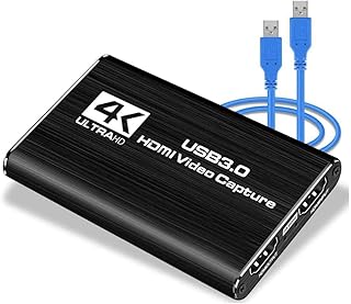 ميكنج تيك بطاقة التقاط الصوت والفيديو، HDMI USB3.0 4K 1080P 60fps محول فيديو محمول موثوق لبث الالعاب والبث المباشر وتسجيل الفيديو (اسود)