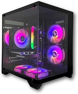 كمبيوتر العاب ام اي اكسايت برو كور i7 13700F CPU RTX 4060 GPU DDR5 H610 WIF MB DDR5 16GB RAM 1000GB SSD M.2 120 AC مبرد وحدة امداد الطاقة 600 واط، اسود