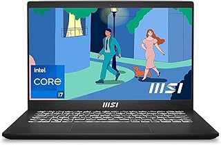 MSI لابتوب مودرن 14 انتل الجيل 12 i7-1255U (حتى 4.70GHz)- 14 انش FHD IPS 60Hz (16GB 512GB NVMe SSD ويندوز 11 هوم بطاقة رسومات ايرس Xe اسود كلاسيكي)