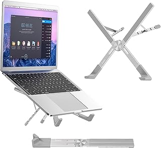 Hoco PH51 - X Bystander, Metal Folding Laptop Holder, Suitable For Laptops Within 15.6 Inches, Applicable Scenarios: Oncable Classes, Work Meetings, Video Tracking, Live Broadcast - Silver