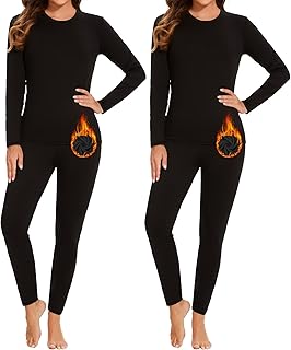 NebuKinex 2 Sets Thermal Underwear for Women Long Johns Ultra Warm Fleece Lined Athletic Base Layer Tops & Bottom Pajama