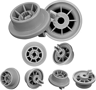 مجموعة من 8 عجلات سلة لغسالة الصحون من مكستيموان، عجلات سلة سفلية بديلة لغسالة الصحون متوافقة مع العديد من غسالات الصحون القياسية بوش وسيمنز موديل 165314