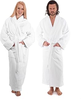 Classic Turkish Towels - Unisex Luxury Plush Velour Premium Cotton Bathrobe - Ultra Soft And Absorbent Long Robe