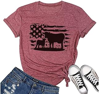 Cow Shirt for Women Funny Animal Graphic Cattle Cowgirl Tshirt Casual Farm Life T-Shirt Short Sleeve Vacation Tops