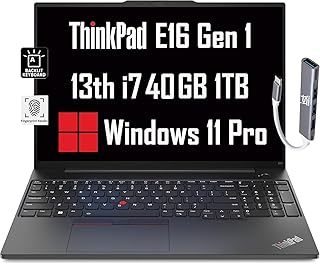 لينوفو لابتوب ثينك باد E16 للاعمال 16 انش FHD مضاد للتوهج انتل الجيل 13 10 كور i7-1355U 40GB RAM 1TB SSD اضاءة خلفية بصمة موزع IST كاميرا ويب ايثرنت واي فاي 6 ويندوز 11 برو اسود