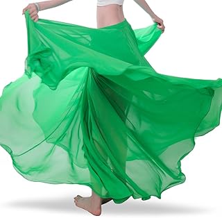 Chiffon Belly Dance Skirt for Women Belly Dancing Costume Outfit Tribal Maxi Full Skirts Solid Color Skirt Voile