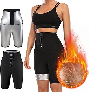 Hovershoes Sauna Sweat Shapewear, Sauna Sweat Pants for Women High Waist Shorts Compression Slimming Weight Thermo Legging Workout Body Shaper Sauna Suit Waist Trainer T Shirt