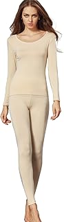 Liang Rou Women's Crew Neck Top & Bottom Ultra Thin Thermal Underwear Set