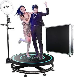 LZFhpfd 360 Photo Booth Machine, 360 Photo Booth Flight Case for People to Stand on, Slow Motion Rotating Adjustable Stand, Remote Control Automatic 360 Spin Booth Machine