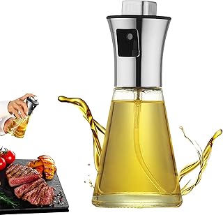 ChioSun Oil Sprayer Bottle, 100 ml Vinegar Sprayer Dispenser, Dressing Spray Grilling Olive Oil Glass Bottle, for Kitchen, Cooking, Salad, Bread, Baking, BBQ (200 ml Cone)