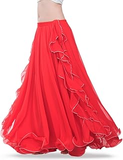 Belly Dance Skirt Women Long Skirt Belly Dance Dress Chiffon Dance Practice Dance Flamingo Skirt Costume Women