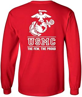 تي شيرت بأكمام طويلة مطبوع عليه Lucky Ride Marines USMC The Few The Proud White Emblem F&B