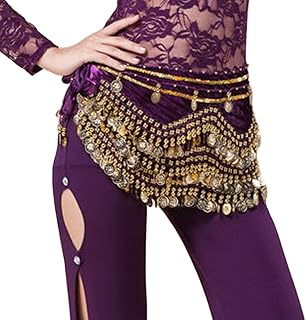 Women's Belly Dance Hip Scarf with Gold Coins Belly Waist Chain Dance Hip Scarf Belly Dance Skirt