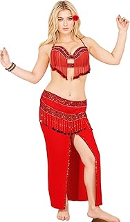 2 Piece Oriental Dance Suit Lycra Fabric Free Size Wear Up To 65K Red