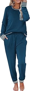 Ekouaer Pajamas Women's Long Sleeve Pj Set Soft 2 Piece Loungewear Sleepwear with Jogger Pants XS-3XL