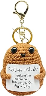 FANCYWUXI Positive Kartoffel Pocket Hug, Lustige Gestrickte Kartoffel mit Schlüsselanhänger, Mini-PlüSch Figuren Positive Kartoffel Puppe, Geschenk Für Freund