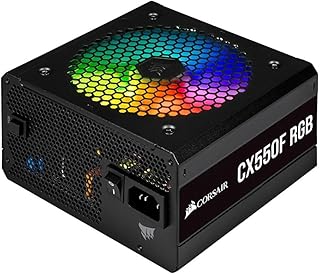 مزود طاقة 80 بلس برونزي نموذجي بالكامل ايه تي اكس بفضاء لوني RGB، طراز CX550F من كورسير - بلون اسود