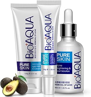 BIOAQUA 3in1 الوجه إزالة ندبات حب الشباب البقع البثور النفط كريم ندبة علامات العيب زيت ترطيب 100 جرام + 30 جرام + 30 مللي، من بايو اكوا