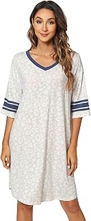 WiWi Bamboo Viscose Nightgowns for Women 3/4 Sleeve Nightshirts Sleep Shirt Plus Size Sleepwear Pajamas Dress S-4X