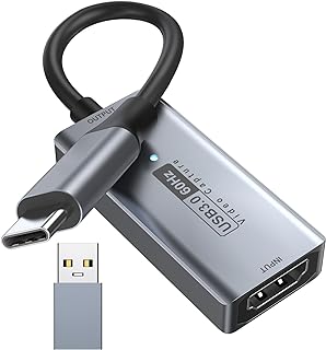 بطاقة تسجيل فيديو 4K HDMI الى USB C 3.0 من نيوهب، 1080P HD 60 اطار في الثانية، التقاط الصوت والفيديو المباشر والالعاب والبث والتدريس ومؤتمرات الفيديو