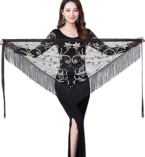 ZLTdream Women Belly Dance Triangle Hip Scarf Skirt with Fringe & Sequin Raves Halloween Costume