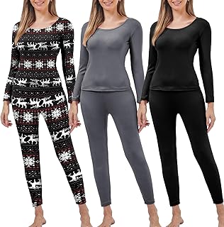 3 Sets Thermal Underwear for Women with Fleece Lined Long Underwear Women Base Layer Women Cold Weather