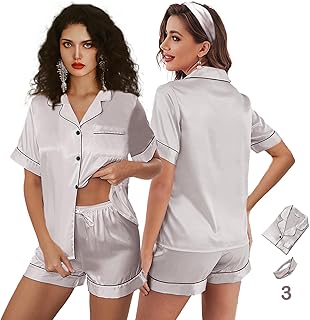 بيجامة حريرية للنساء مقاس XS-4XL مكونة من 3 قطع، بيجامة ساتان قصيرة مزينة بالزهور، ملابس نوم ناعمة للعروس، طقم بيجامات وشورت