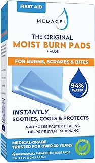 Medagel The Original Moist Burn Pad - Hydrogel Healing Pads, Soothing & Moist Skin Care Patch for Burns & Wounds, 2-Inch x 3-Inch Dressing