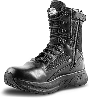 Tactical Research MAXX 8Z 8” Ultra-Cushioned Maximalist Black Tactical Boots for Men with Zipper - Designed for Police, EMS, and Security with Slip-Resistant Vibram Outsole