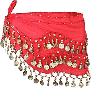 Indian Dance Belt,Belly Dance Belt,Belly Dance Scarf,Belly Dance Scarf Dance Belly Belly Dance Belly Dance Hip Scarfs Costume Dance Belly Dance Skirt Belly, red, 16-27