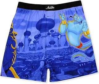 Disney Aladdin Genie Jafar Mens Briefly Stated Boxer Lounge Shorts