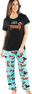 Lazy One Women's Pajama Set, Short Sleeves with Cute Prints, Relaxed Fit