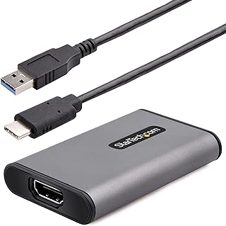 ستارتيك. جهاز التقاط فيديو بمنفذ USB 3.0 HDMI من كوم، محول التقاط فيديو 4K 30Hz/ بطاقة التقاط USB خارجية، UVC، بث مباشر، مسجل شاشة، يعمل مع USB-A، USB-C، TB3 - ويندوز/ماك (4K30-HDMI-CAPTURE)